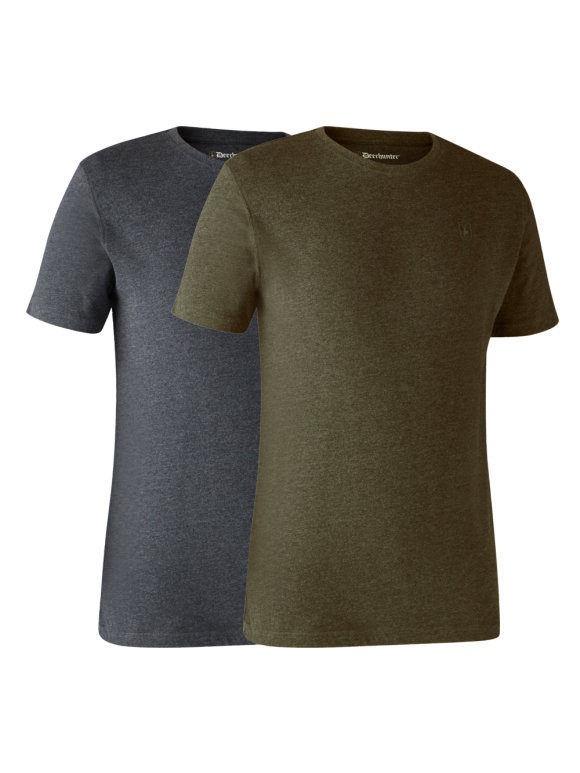 T-Shirts & Poloshirts - Deerhunter - Basic 2-pack T-Shirt -Adventure Green Melange
