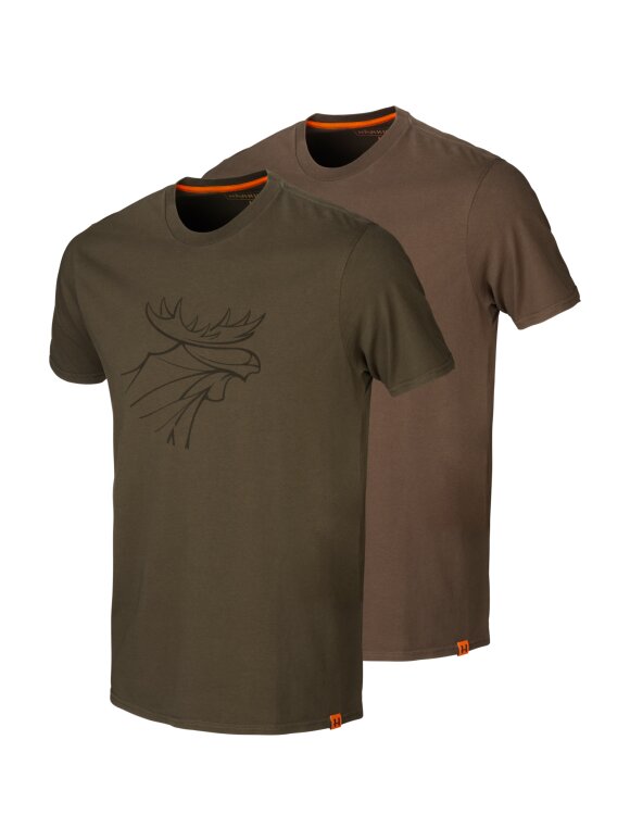 T-Shirts & Poloshirts - Härkila - Härkila graphic t-shirt 2-pack -Willow green/Slate brown