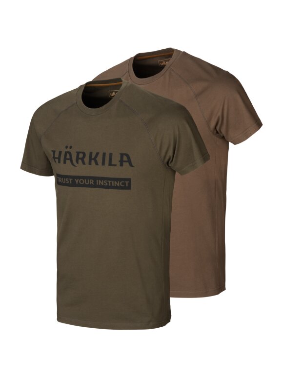 T-Shirts & Poloshirts - Härkila - Härkila logo t-shirt 2-pack -Willow green/Slate brown