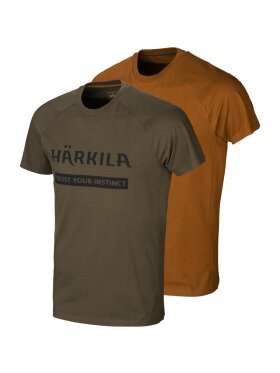T-Shirts & Poloshirts - Härkila - Härkila logo t-shirt 2-pack -Willow green/Rustique clay