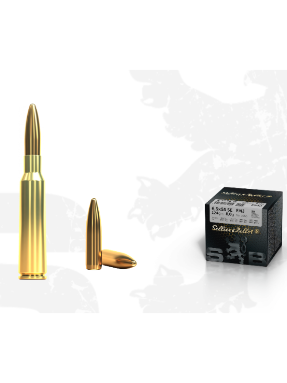 Trænings ammunition - Sellier & Bellot - S&B FMJ 6,5x55 SE 8,0g